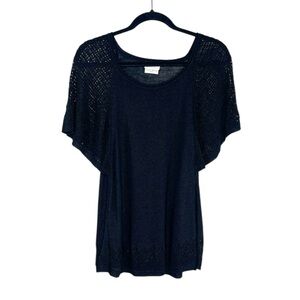 Meadow Rue Anthropologie Linen Blend Lace Sleeve Flutter Sleeve top size Large